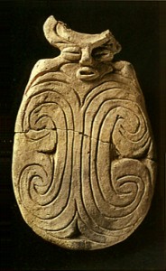 Dogu which is flat like a board. Jomon-era. Iwate Japan. BC.1,200 – BC.800. 92480cd83d5743e55dd0cc721f58c6ca