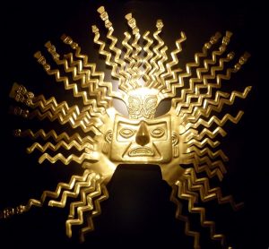 Inca gold sun mask, Central Bank Museum, Quito, Ecuador