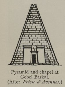 Drawing of a pyramid-shaped brick chapel at Gebel Barkal BudNi 102 Illus