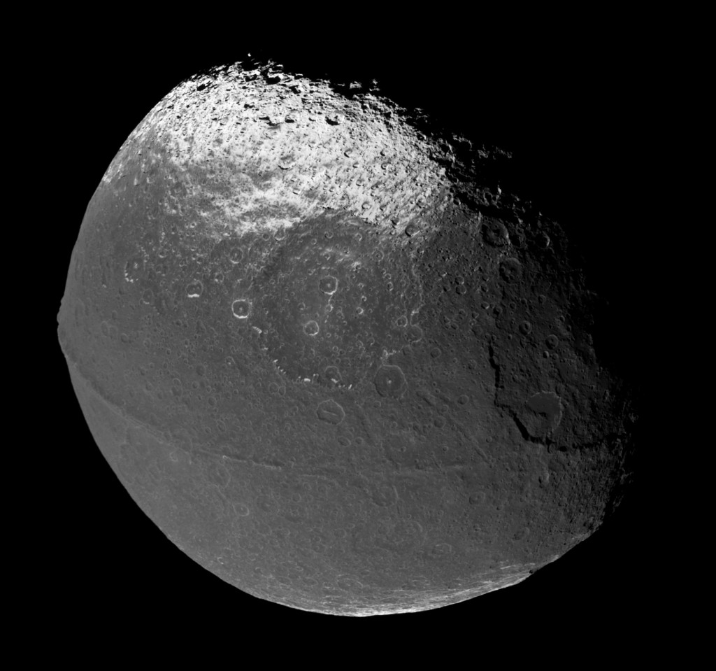 Mosaic of Iapetus images taken by the Cassini spacecraft