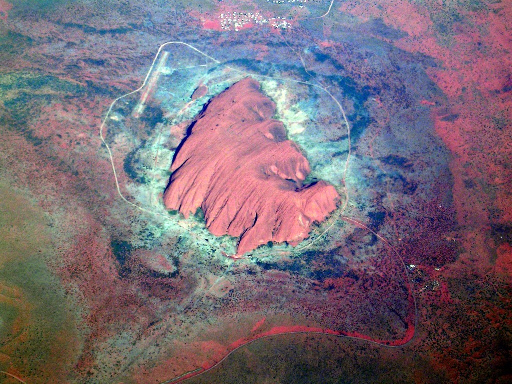 Aerial view of Uluru. Photo by Maurus Blank. Public Domain.