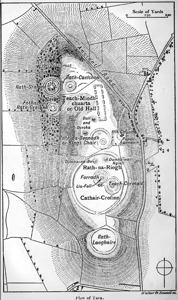 Nineteenth century plan of the Hill of Tara based on a survey of the site and historical records. PD from the book William Frederick Wakeman (d. 1900) - Wakeman's handbook of Irish antiquities (1903). p. 166. Available at archive.org.