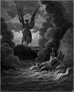 "Satan rises from the burning lake" by Gustave Doré