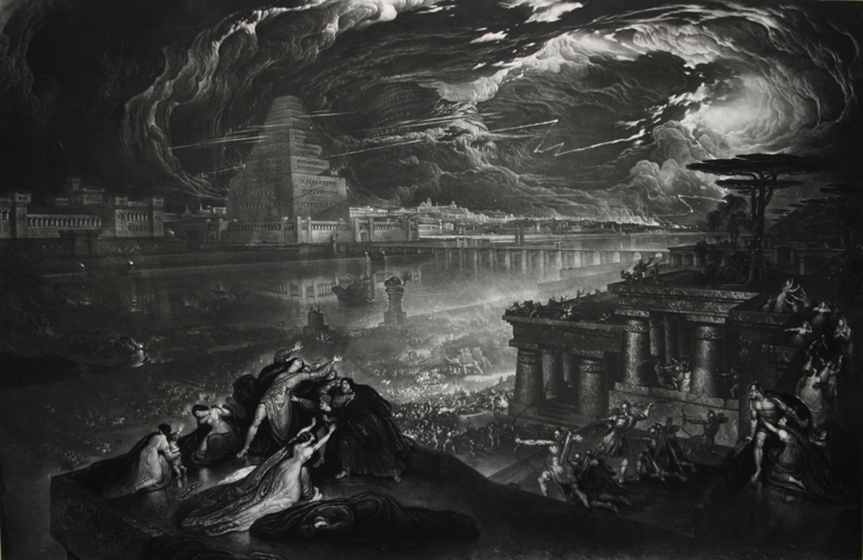 "The Fall of Babylon" by John Martin, 1831. Mezzotint, 47 × 59.4 cm. Allinson Gallery.