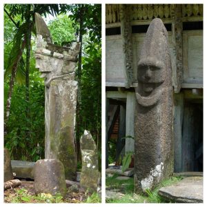 Nias Island Megalithic stone figures at Hiligohe and Dahana sites, Indonesia.